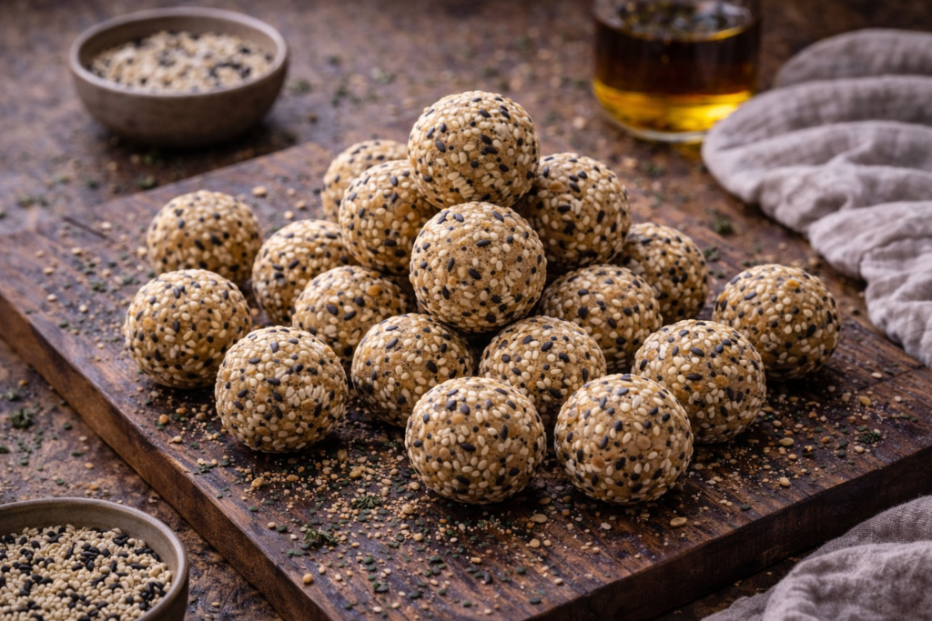 maple tahini protein bites
