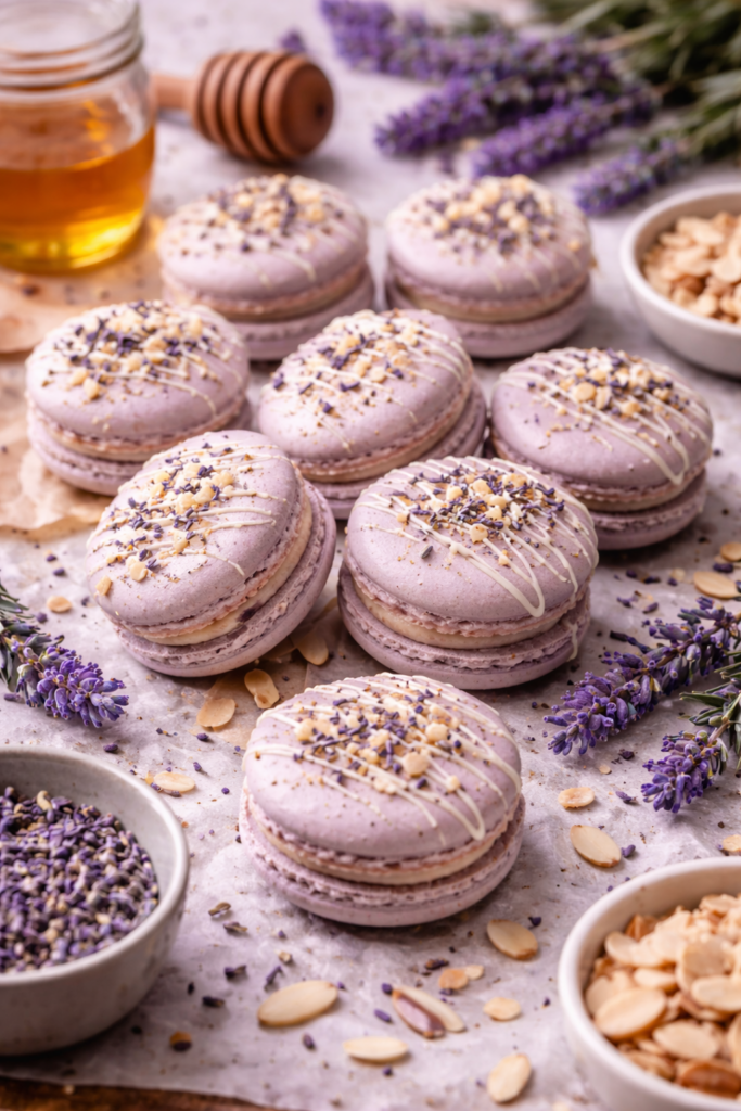 french lavender almond macarons