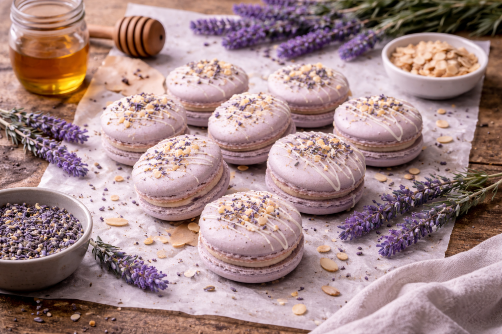 french lavender almond macarons