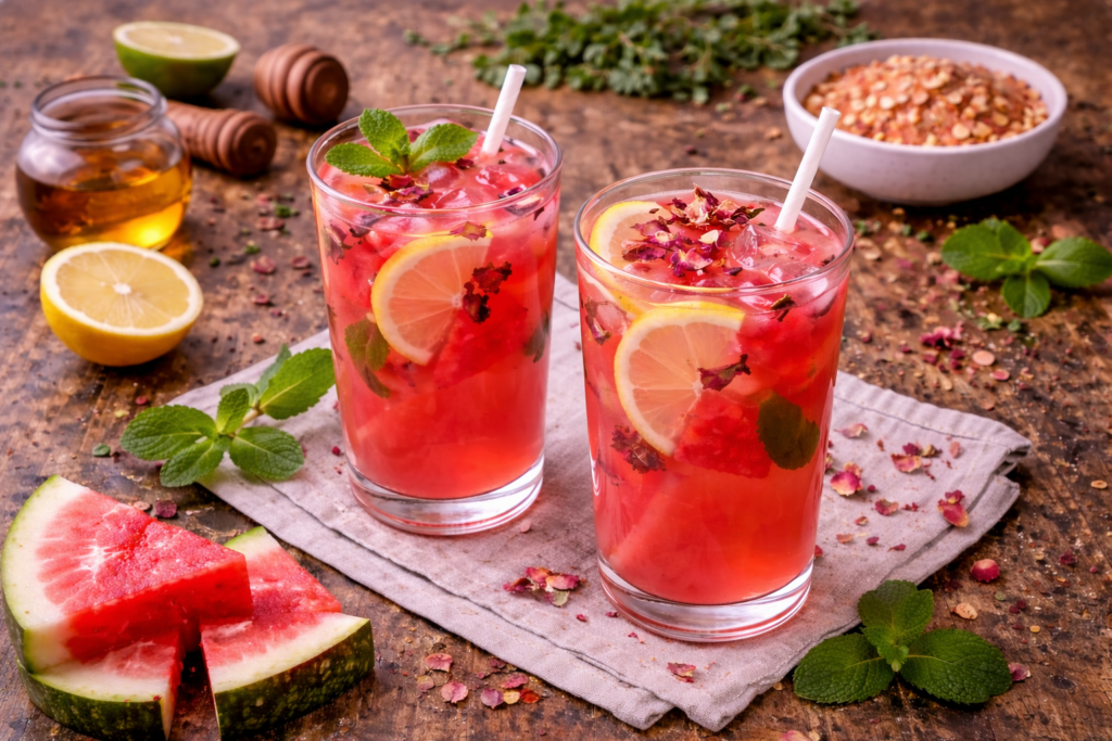 watermelon and rose refresher