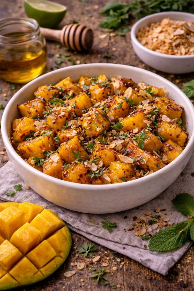 gingered mango with toasted coconut