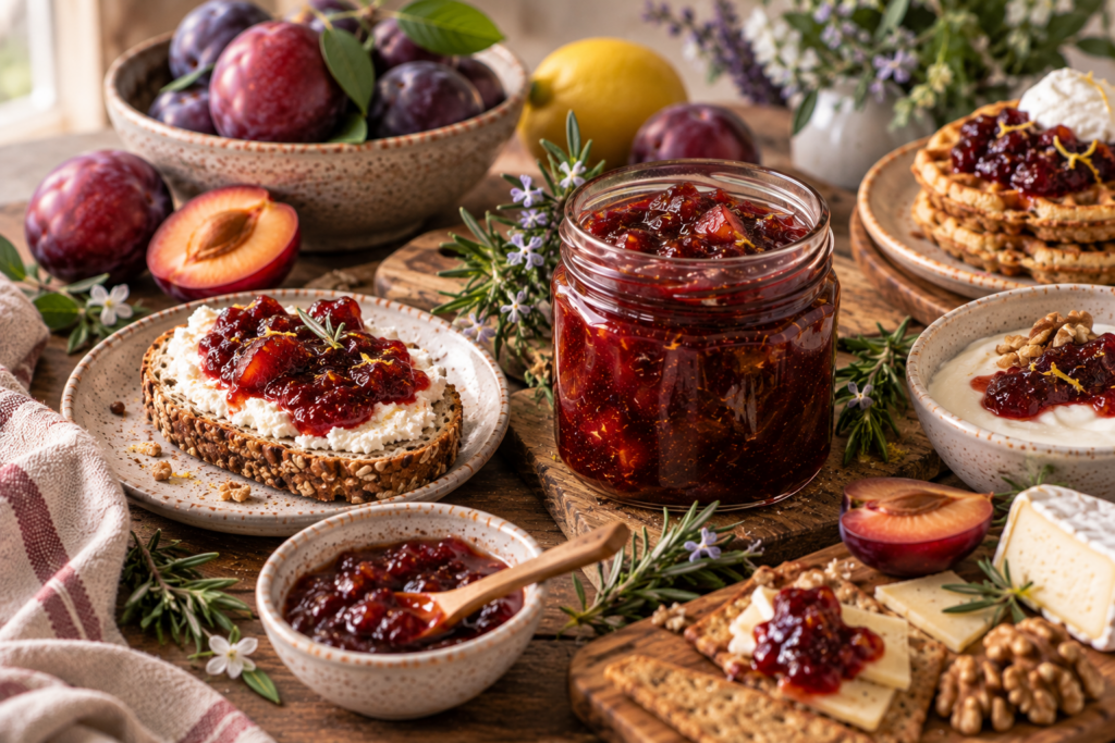 plum and rosemary preserves