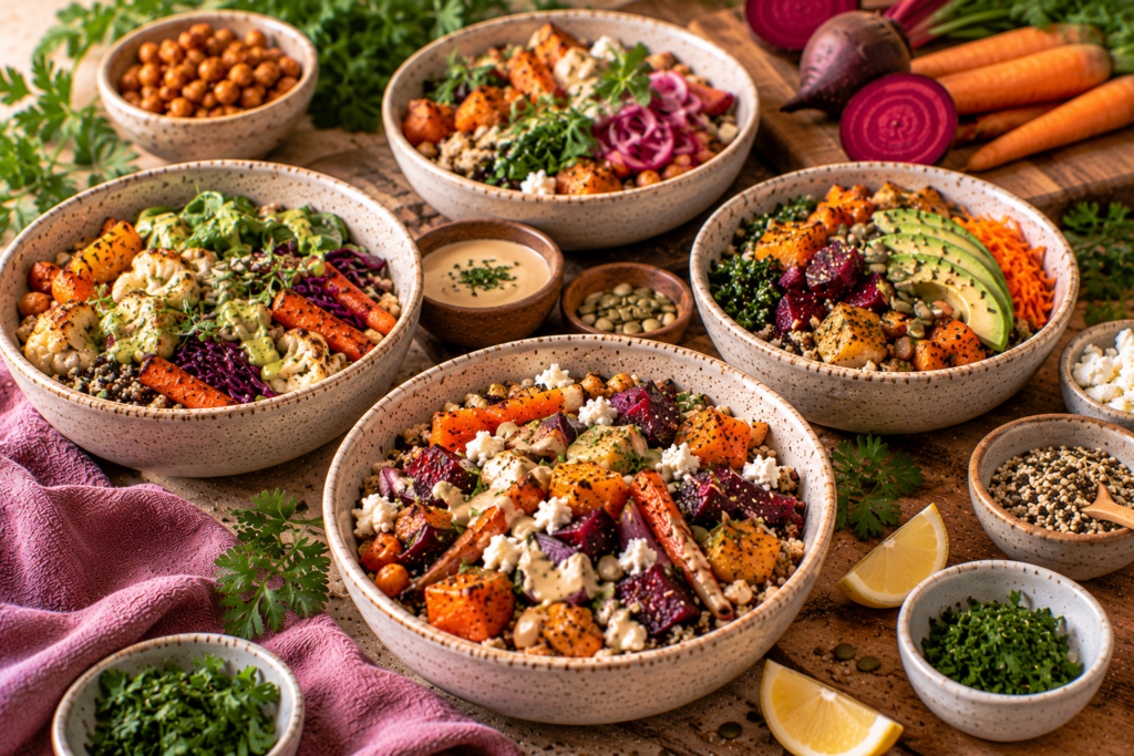 root veggie and grain bowl