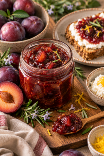 plum and rosemary preserves