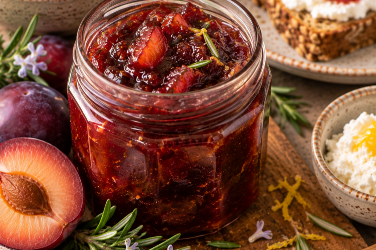 plum and rosemary preserves